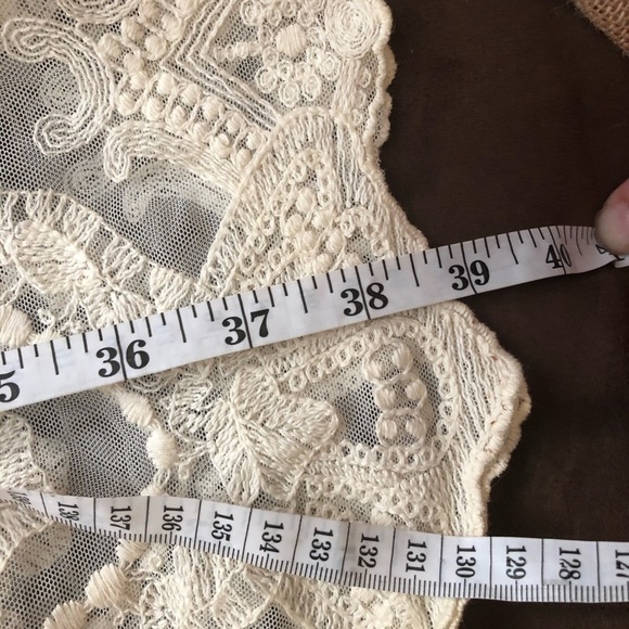 Zara Ivory Lace Long Sleeve Midi Dress Sz Medium - Picture 8 of 9